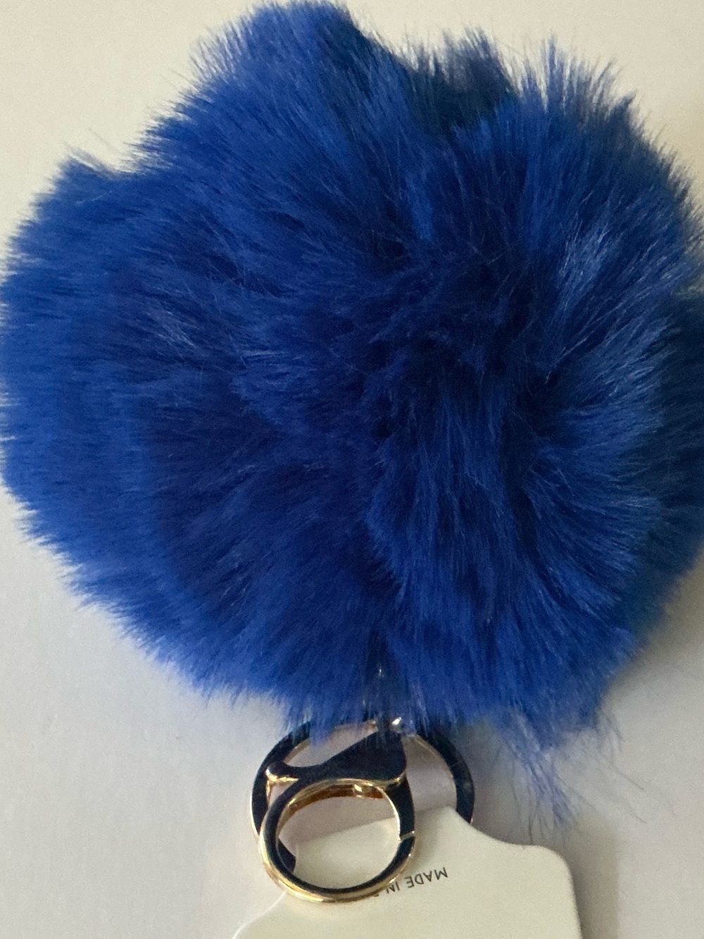 Plush Blue Faux Fur Pom Keychain